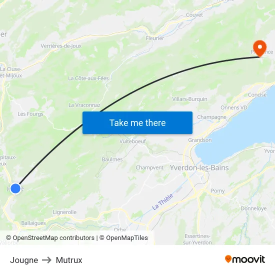 Jougne to Mutrux map