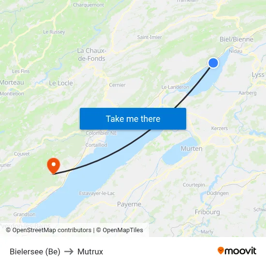 Bielersee (Be) to Mutrux map