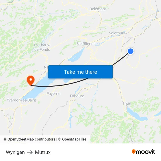 Wynigen to Mutrux map