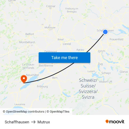 Schaffhausen to Mutrux map