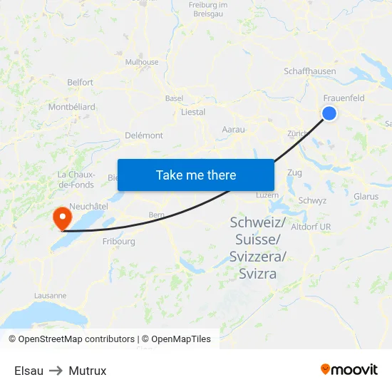 Elsau to Mutrux map