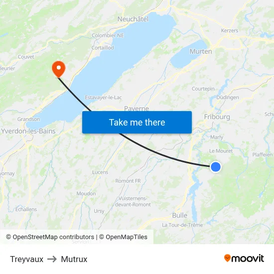 Treyvaux to Mutrux map