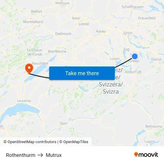 Rothenthurm to Mutrux map