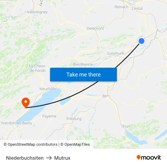 Niederbuchsiten to Mutrux map