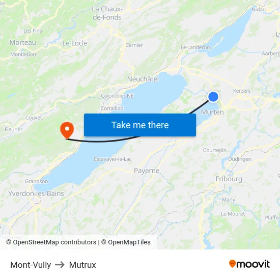 Mont-Vully to Mutrux map