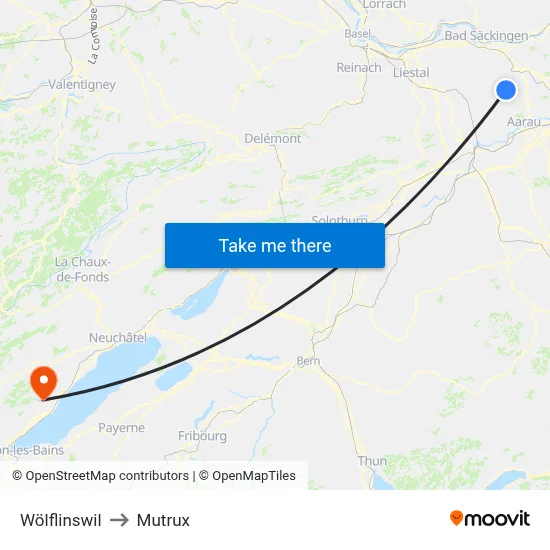 Wölflinswil to Mutrux map