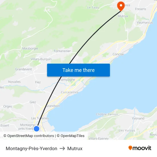 Montagny-Près-Yverdon to Mutrux map