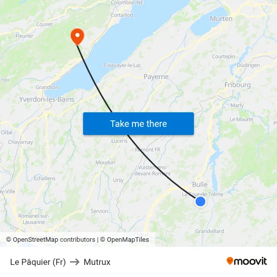 Le Pâquier (Fr) to Mutrux map