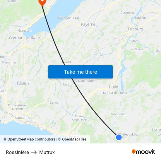 Rossinière to Mutrux map