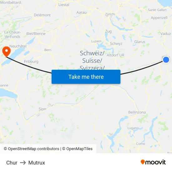 Chur to Mutrux map
