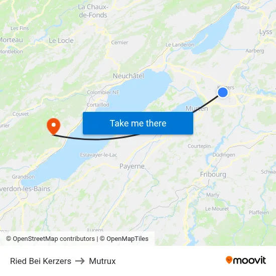 Ried Bei Kerzers to Mutrux map