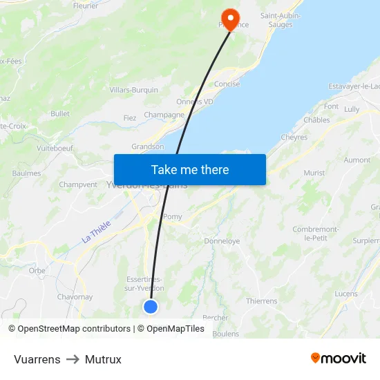 Vuarrens to Mutrux map