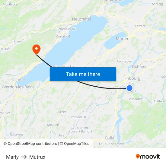 Marly to Mutrux map