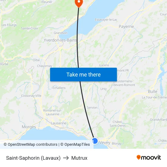 Saint-Saphorin (Lavaux) to Mutrux map