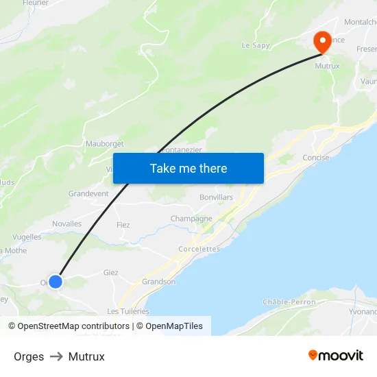 Orges to Mutrux map