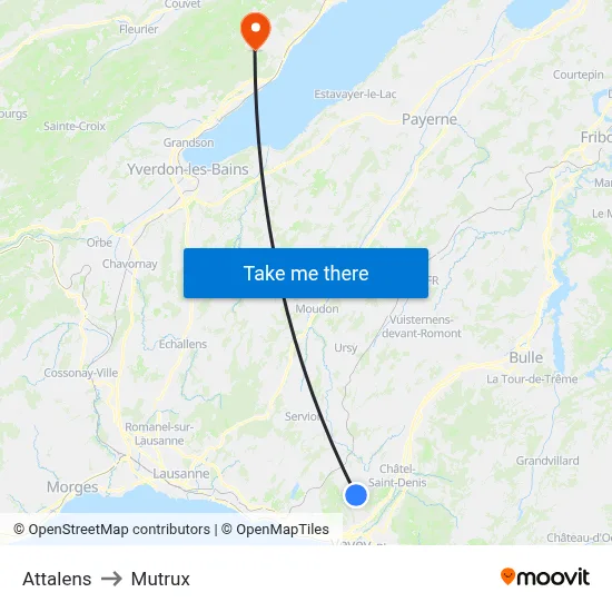 Attalens to Mutrux map