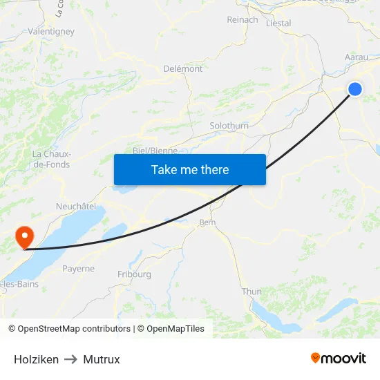 Holziken to Mutrux map