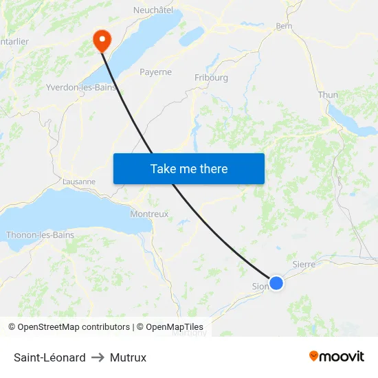 Saint-Léonard to Mutrux map
