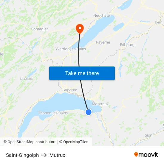 Saint-Gingolph to Mutrux map
