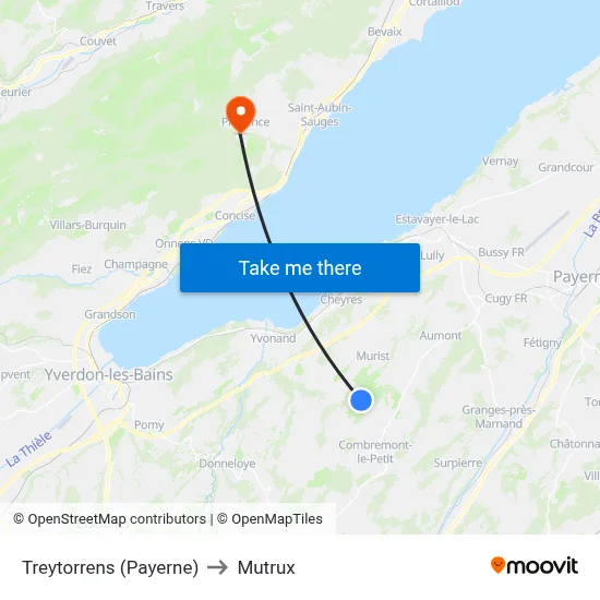 Treytorrens (Payerne) to Mutrux map