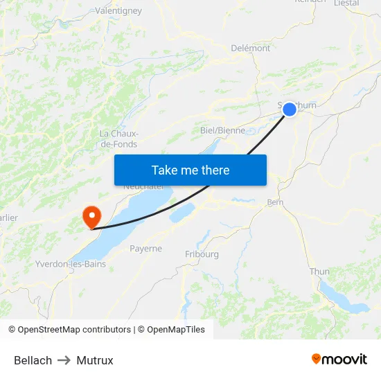 Bellach to Mutrux map