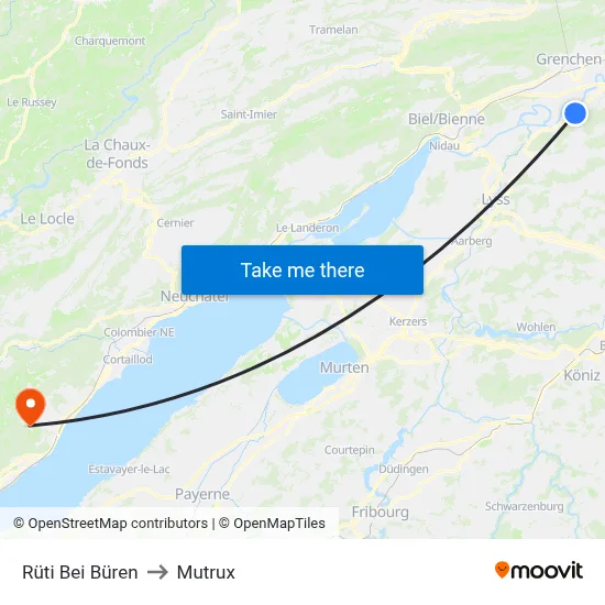 Rüti Bei Büren to Mutrux map