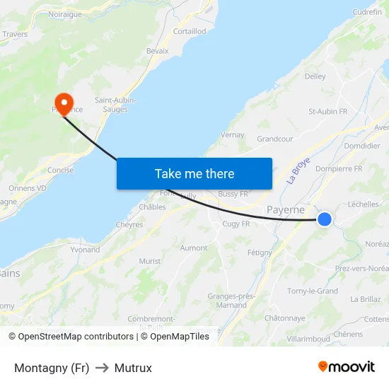 Montagny (Fr) to Mutrux map