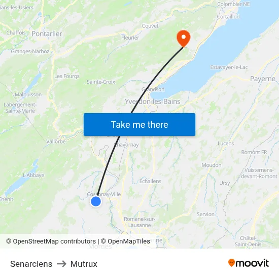 Senarclens to Mutrux map