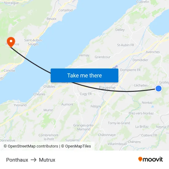 Ponthaux to Mutrux map