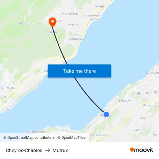 Cheyres-Châbles to Mutrux map