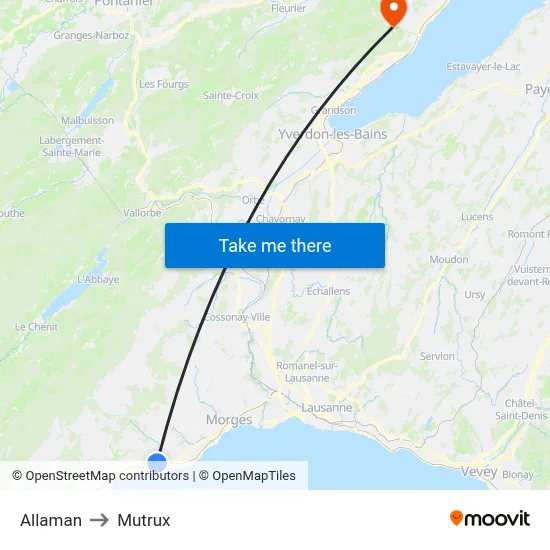 Allaman to Mutrux map