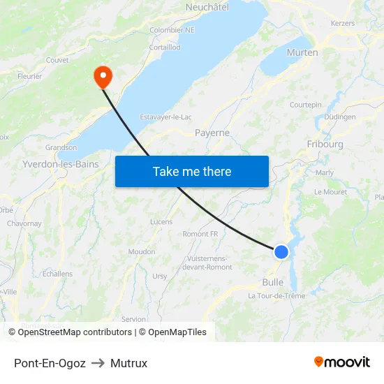 Pont-En-Ogoz to Mutrux map