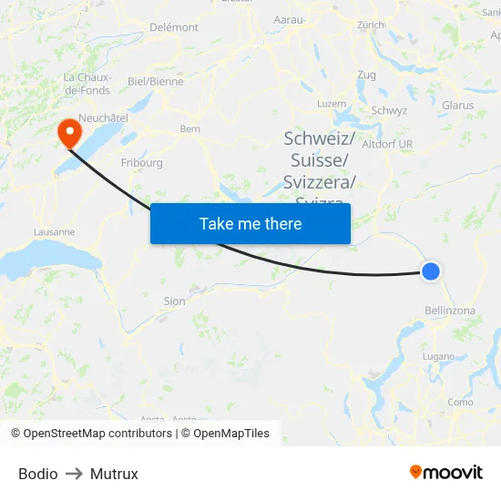 Bodio to Mutrux map