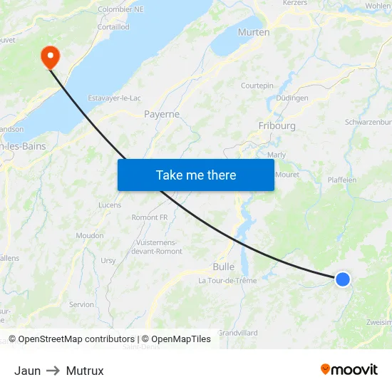 Jaun to Mutrux map
