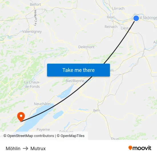 Möhlin to Mutrux map