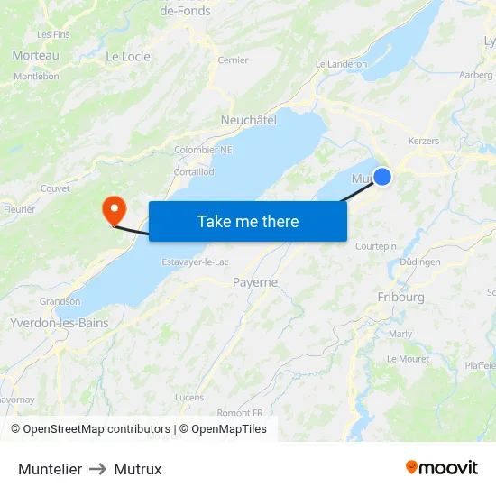 Muntelier to Mutrux map
