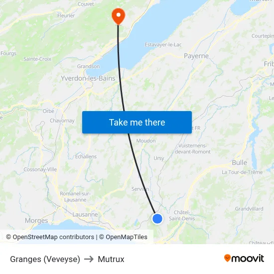 Granges (Veveyse) to Mutrux map