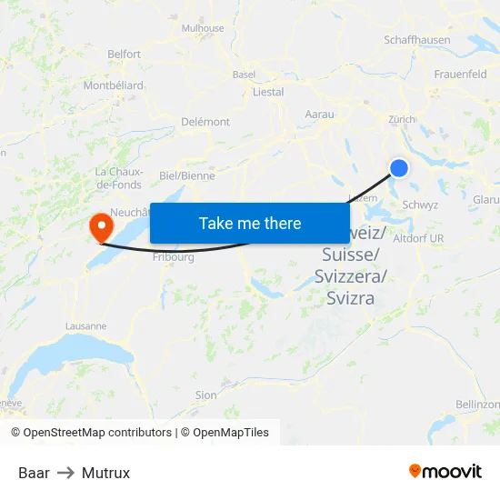 Baar to Mutrux map