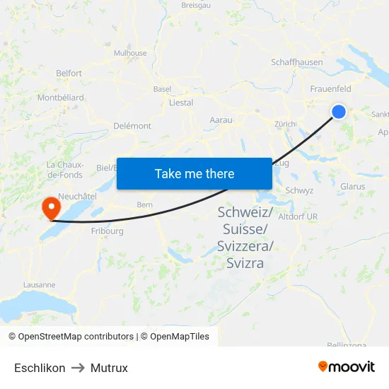 Eschlikon to Mutrux map