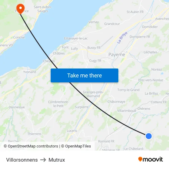 Villorsonnens to Mutrux map