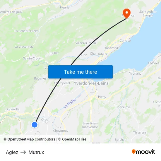 Agiez to Mutrux map