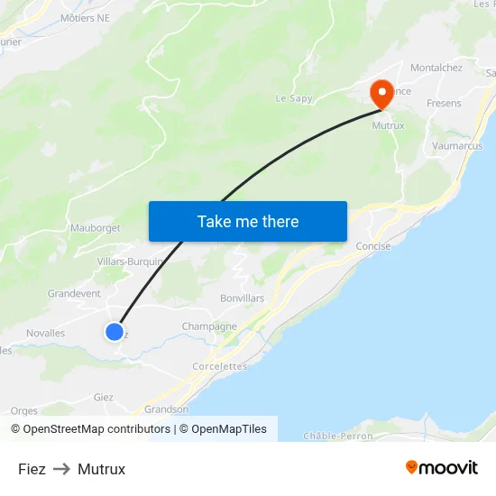 Fiez to Mutrux map