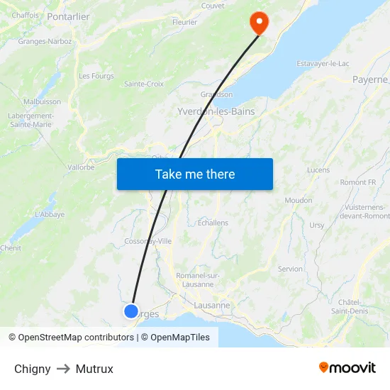 Chigny to Mutrux map