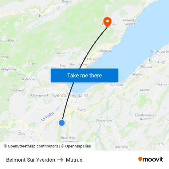 Belmont-Sur-Yverdon to Mutrux map