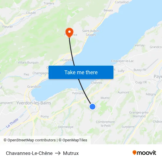 Chavannes-Le-Chêne to Mutrux map