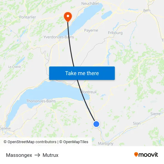 Massongex to Mutrux map