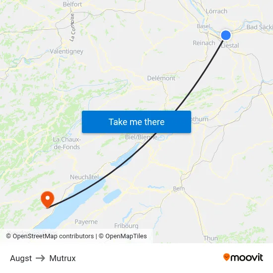 Augst to Mutrux map