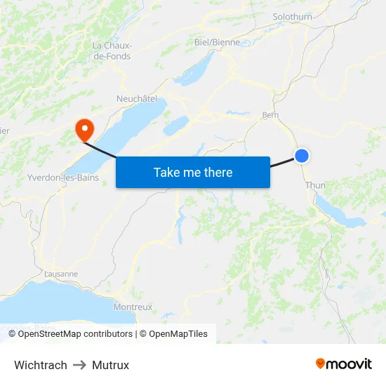 Wichtrach to Mutrux map