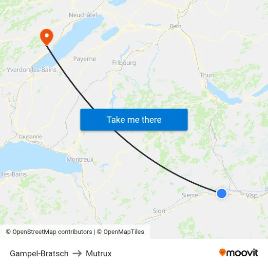 Gampel-Bratsch to Mutrux map