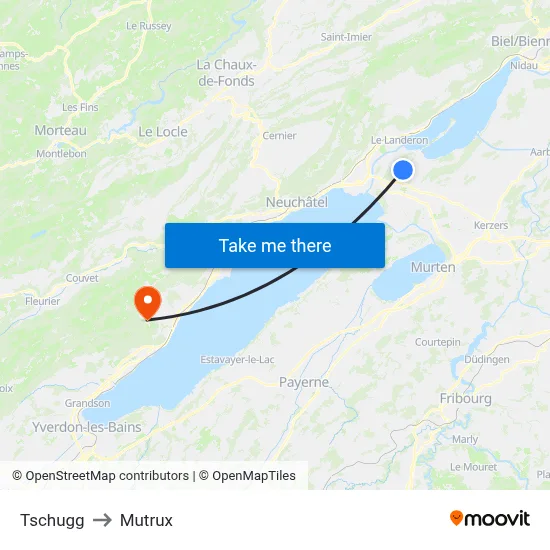 Tschugg to Mutrux map